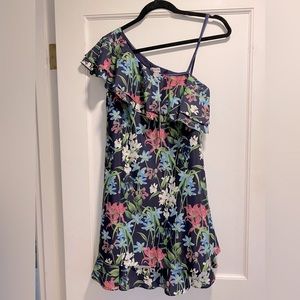 Chelsea28 Navy Blue Floral One Shoulder Mini Dress. New with tags!